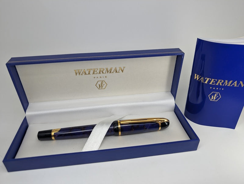 *Consignment* Waterman Phileas Blue Marble Fountain Pen Fine Nib
