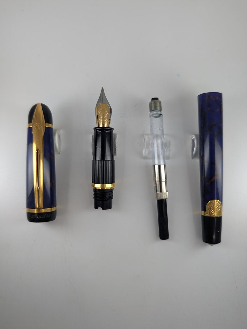 *Consignment* Waterman Phileas Blue Marble Fountain Pen Fine Nib