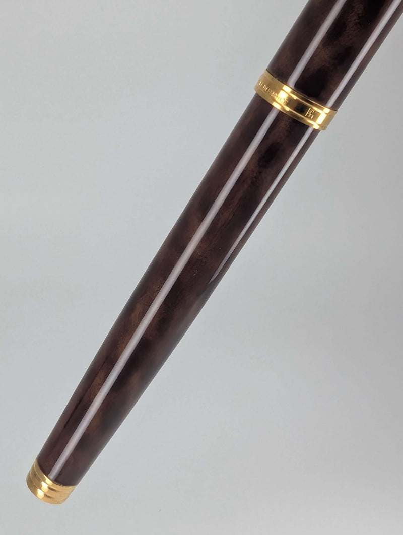 *Consignment* Waterman Gentleman 100 Brown Marble  Fountain Pen 18k Gold Medium Nib