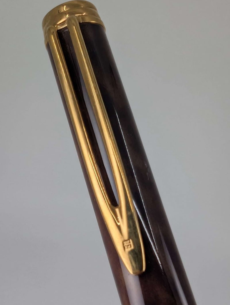 *Consignment* Waterman Gentleman 100 Brown Marble  Fountain Pen 18k Gold Medium Nib