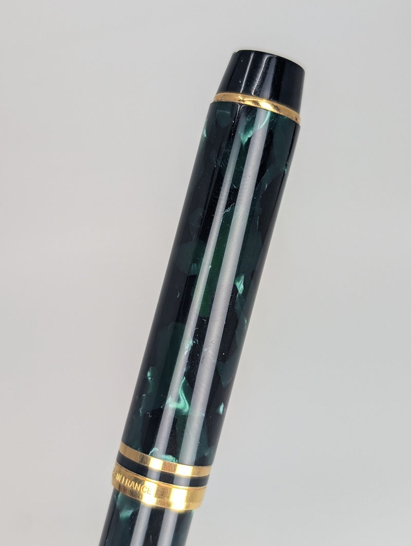 *Consignment* Waterman Gentleman Green Marble Fountain Pen 18k Gold Broad Nib