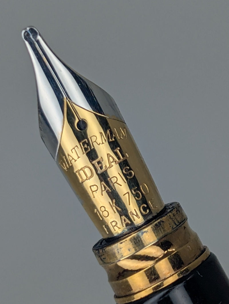 *Consignment* Waterman Gentleman Green Marble Fountain Pen 18k Gold Broad Nib