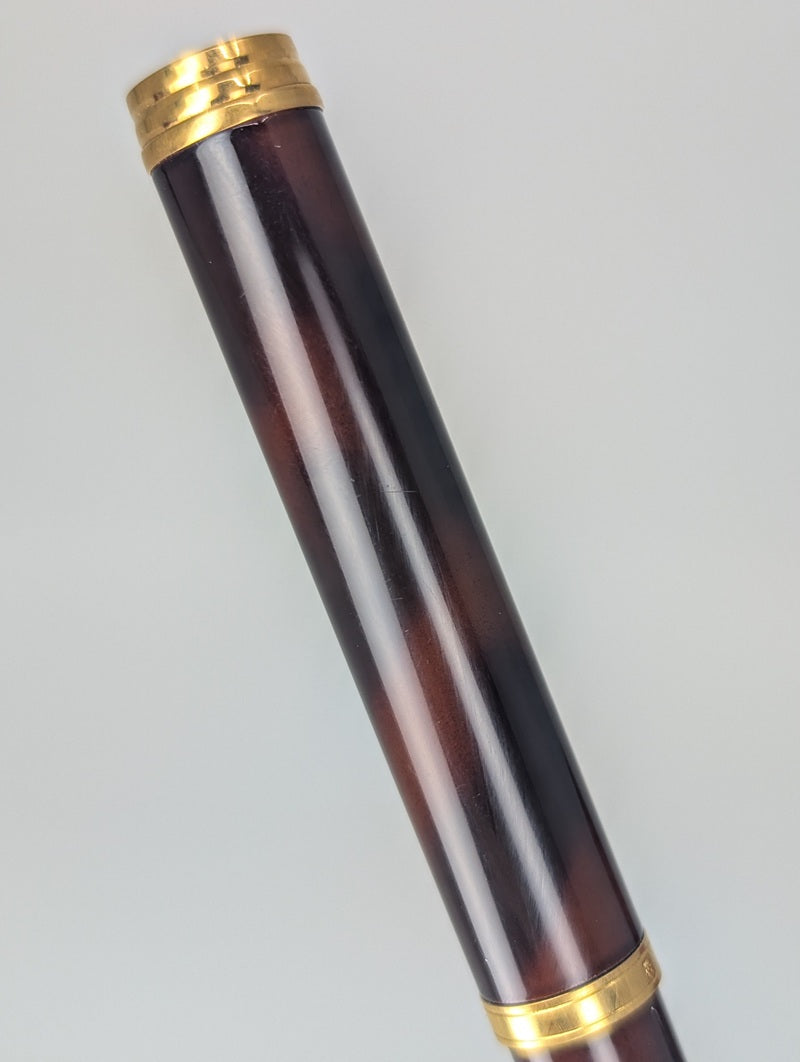 *Consignment* Waterman Gentleman Brown Marble Lacquer Fountain Pen 18k Medium Nib
