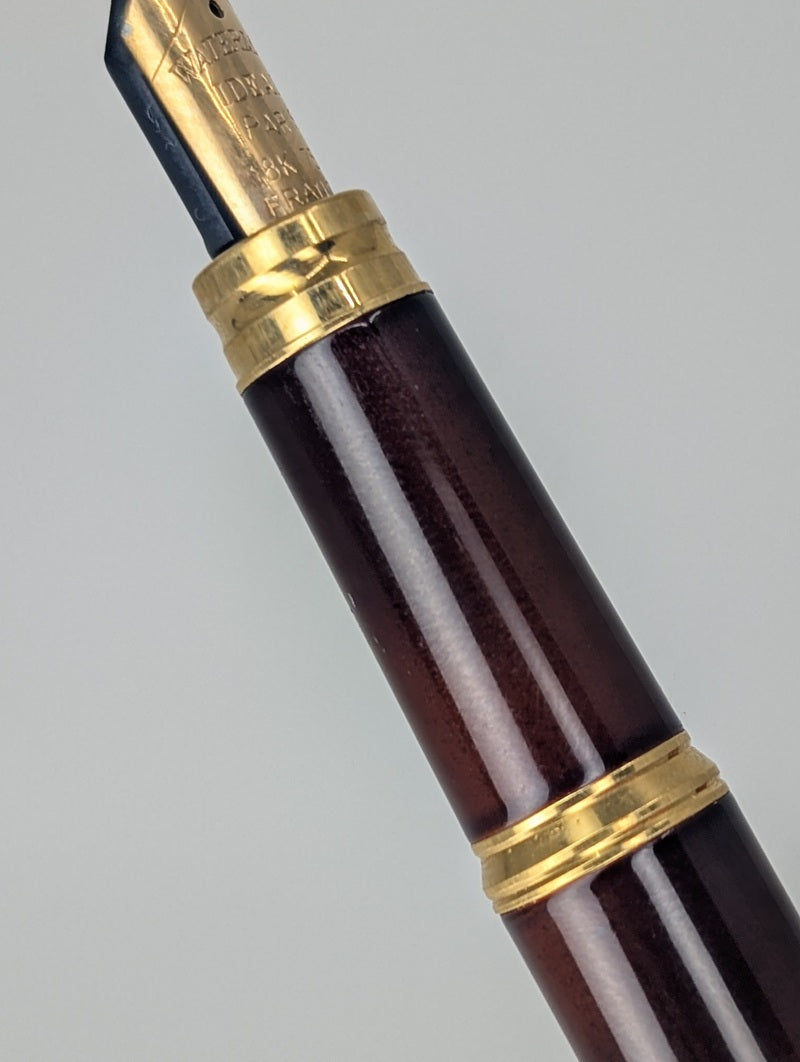 *Consignment* Waterman Gentleman Brown Marble Lacquer Fountain Pen 18k Medium Nib