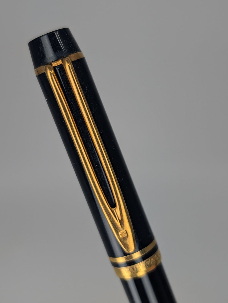 *Consignment* Waterman Ideal Black / Gold Fountain Pen 18k Gold Medium Nib