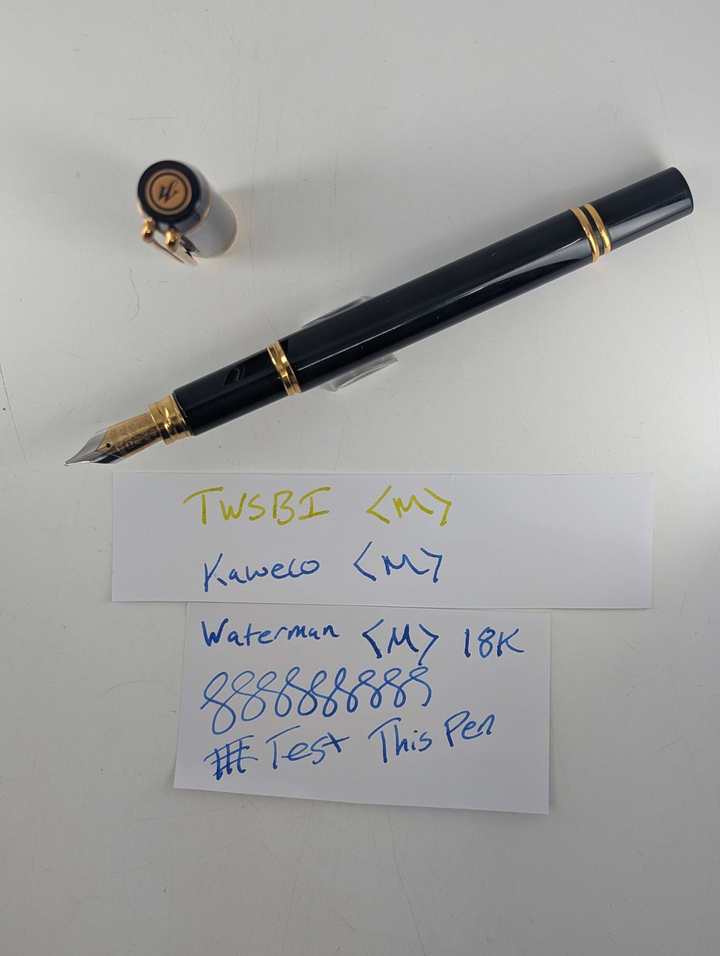 *Consignment* Waterman Ideal Black / Gold Fountain Pen 18k Gold Medium Nib