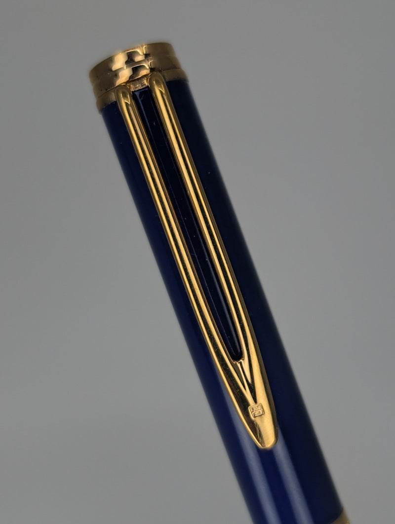 *Consignment* Waterman Ideal Gentleman Blue Lacquer Fountain Pen 18k Gold Fine Nib