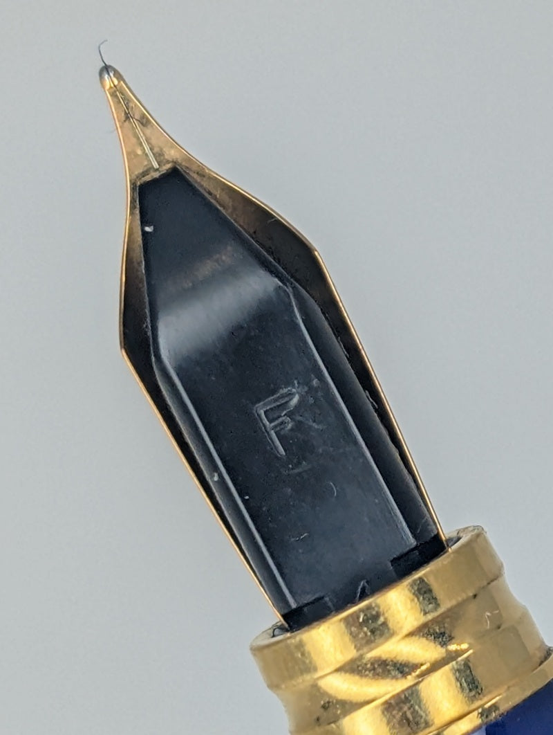 *Consignment* Waterman Ideal Gentleman Blue Lacquer Fountain Pen 18k Gold Fine Nib