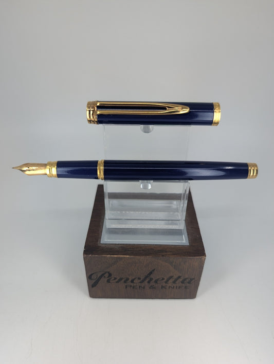 *Consignment* Waterman Ideal Gentleman Blue Lacquer Fountain Pen 18k Gold Fine Nib