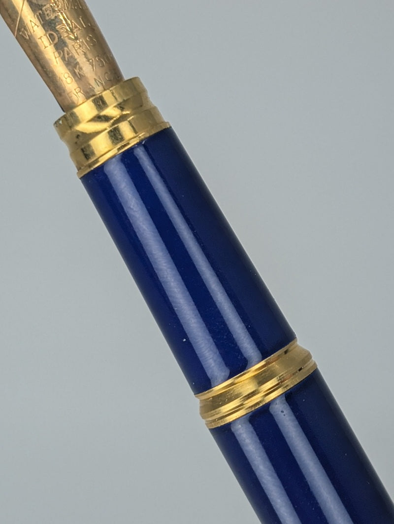 *Consignment* Waterman Ideal Gentleman Blue Lacquer Fountain Pen 18k Gold Fine Nib
