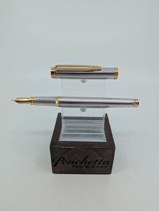 *Consignment* Waterman Gentleman Sterling Silver Fluted Fountain Pen 18k Gold Fine Nib