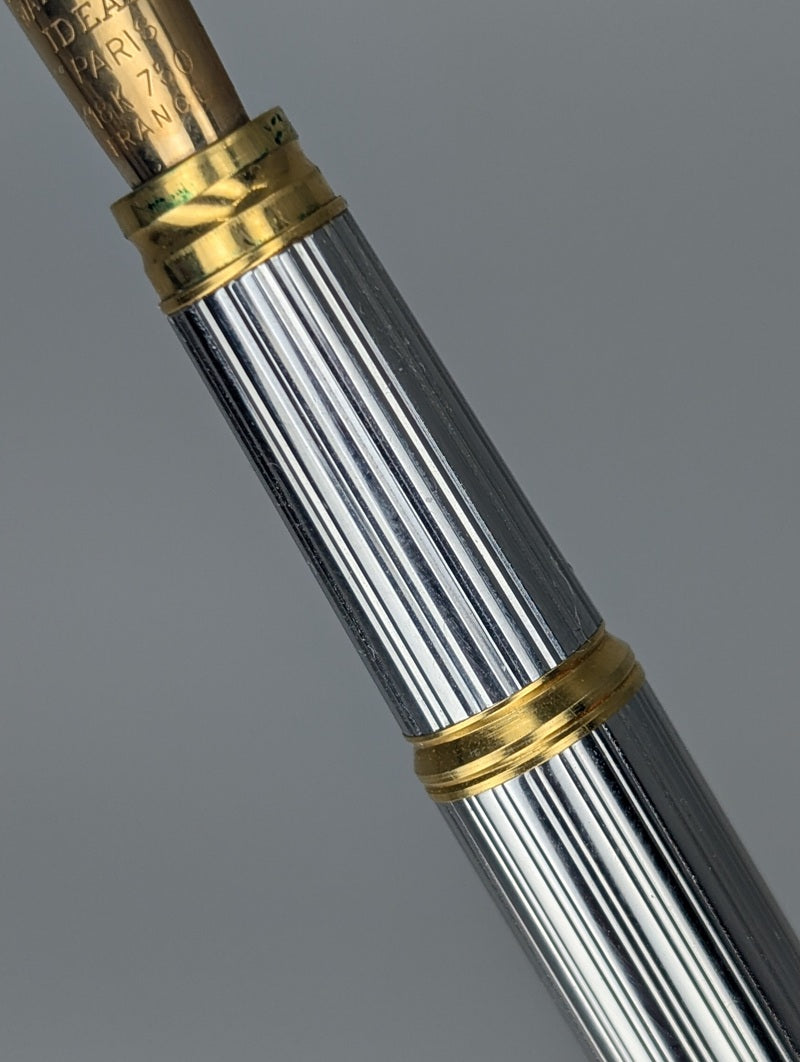 *Consignment* Waterman Gentleman Sterling Silver Fluted Fountain Pen 18k Gold Fine Nib