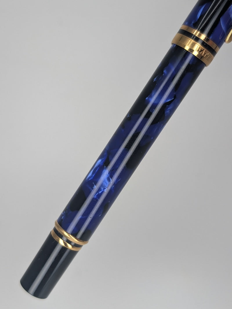 *Consignment* Waterman Le Man Blue Marble Fountain Pen 18k Gold Fine Nib