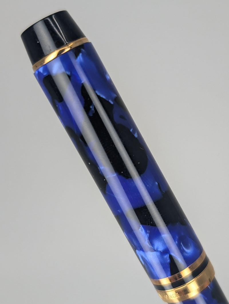 *Consignment* Waterman Le Man Blue Marble Fountain Pen 18k Gold Fine Nib