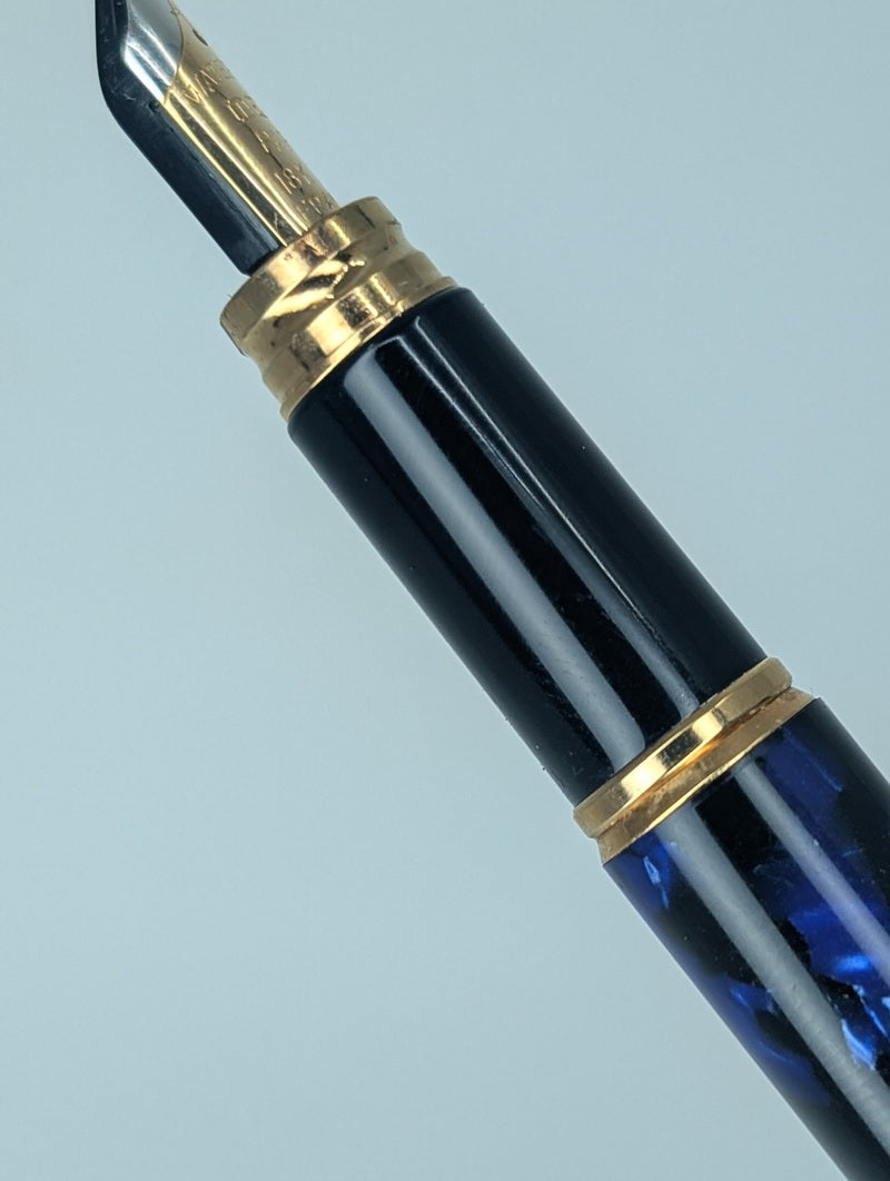 *Consignment* Waterman Le Man Blue Marble Fountain Pen 18k Gold Fine Nib