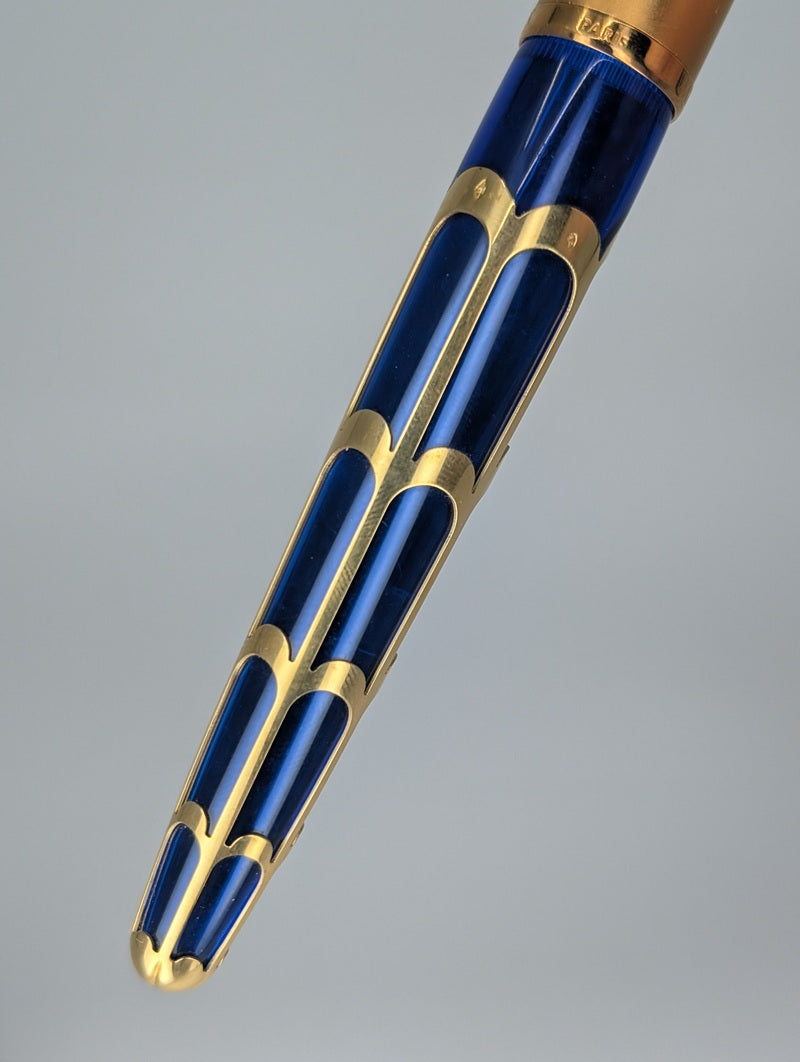 *Consignment* Waterman Paris Edson Boucheron Blue / Gold Fountain Pen 18k Medium Nib #1494 of 3741