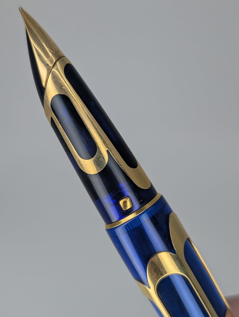 *Consignment* Waterman Paris Edson Boucheron Blue / Gold Fountain Pen 18k Medium Nib #1494 of 3741