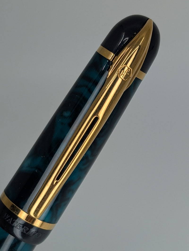 *Consignment* Waterman Phileas Green Swirl Rollerball / Fountain Pen (1.1) Set