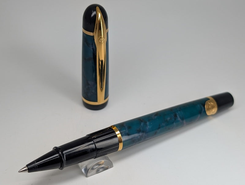*Consignment* Waterman Phileas Green Swirl Rollerball / Fountain Pen (1.1) Set