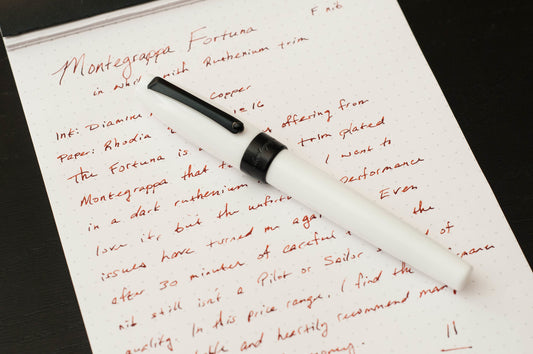 Montegrappa Fortuna White with Black Trim Fountain Pen Medium Steel Nib
