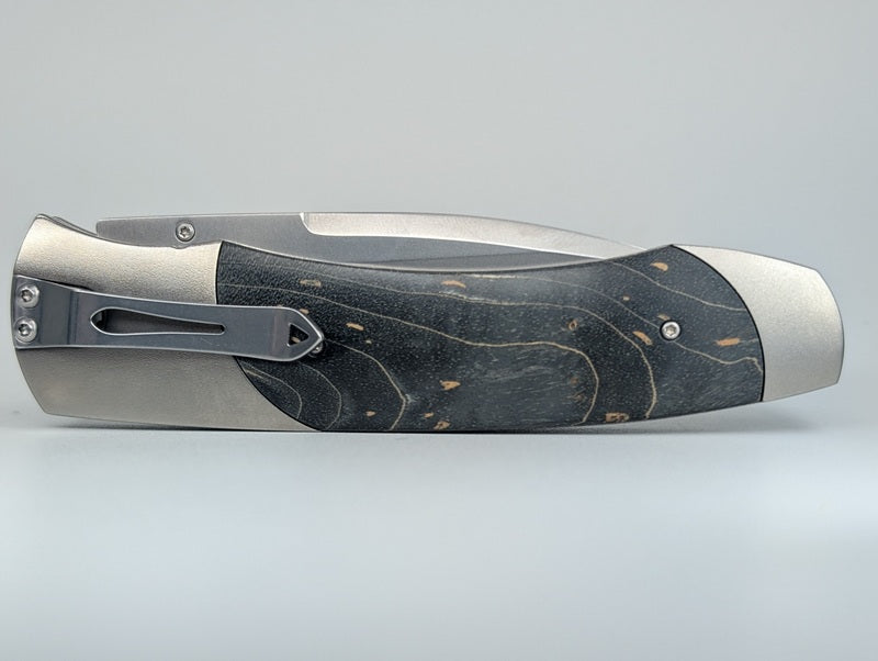 William Henry A300-9 Titanium / Gray Maple Burl Buttonlock Folding Knife