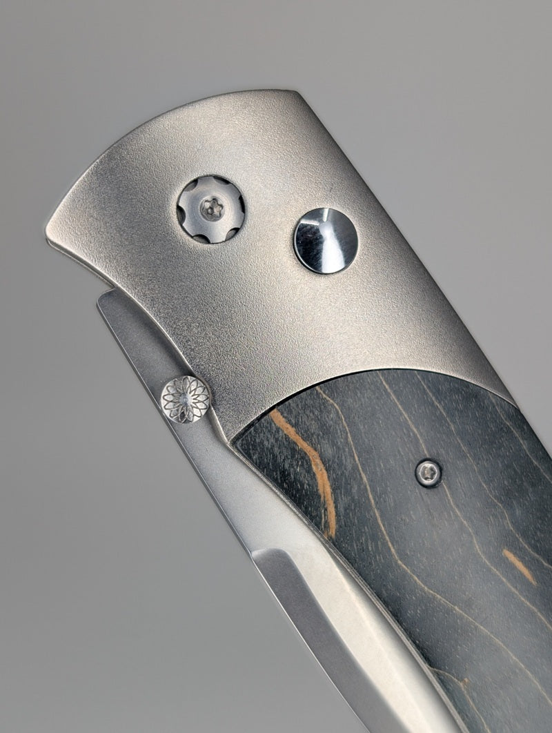 William Henry A300-9 Titanium / Gray Maple Burl Buttonlock Folding Knife