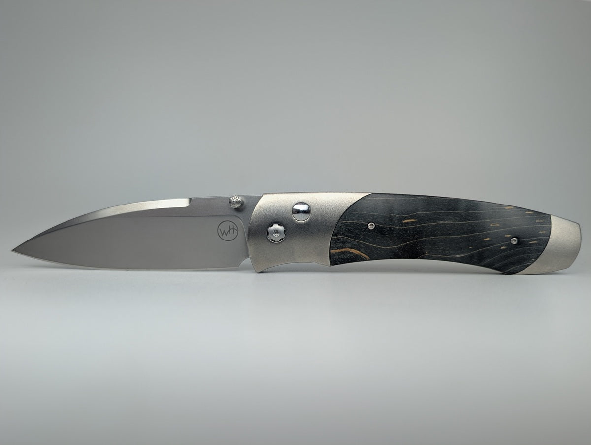 William Henry A300-9 Titanium / Gray Maple Burl Buttonlock Folding Knife