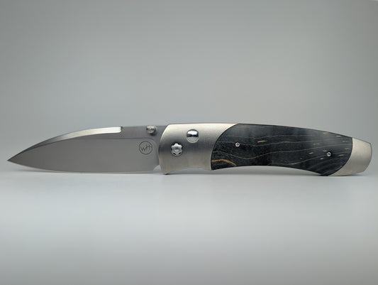 William Henry A300-9 Titanium / Gray Maple Burl Buttonlock Folding Knife