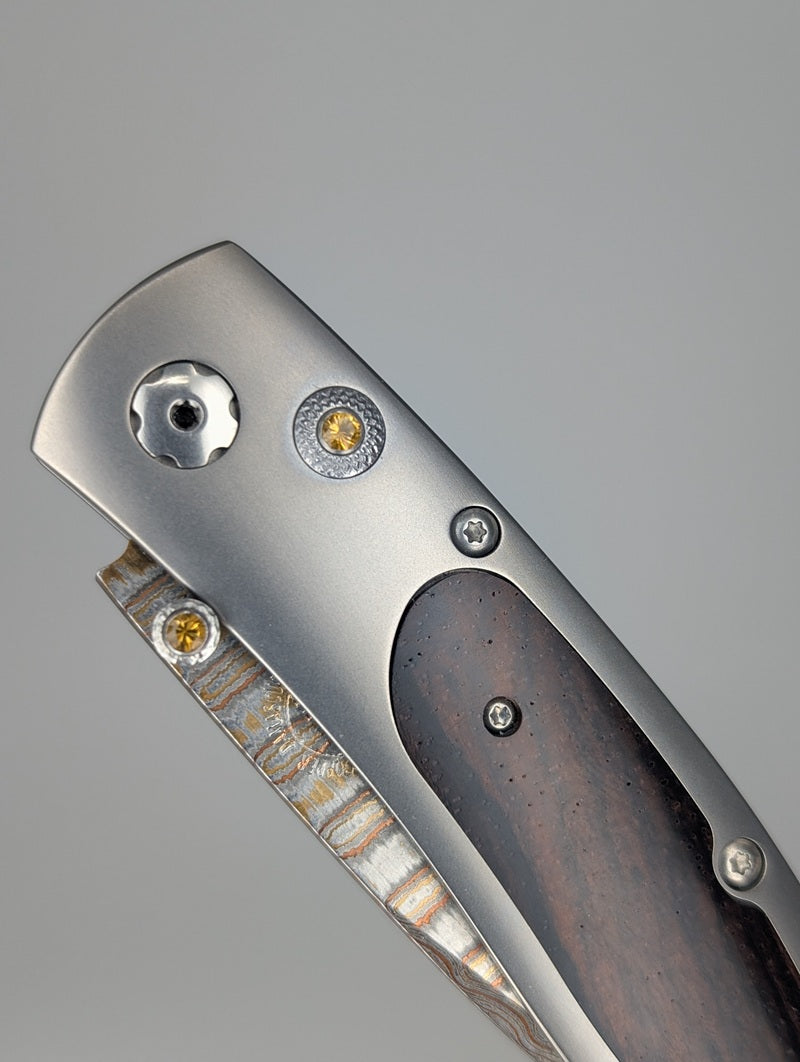 William Henry B05 Dominica Cocobolo / Copper Wave Damascus Buttonlock Folding Knife #46 of 100