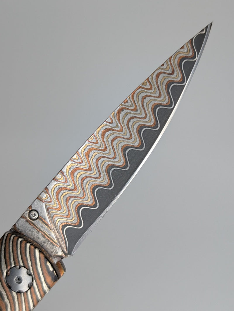 William Henry B10 Acoma Ironwood / Mokume Damascus Buttonlock Folding Knife #48 of 250