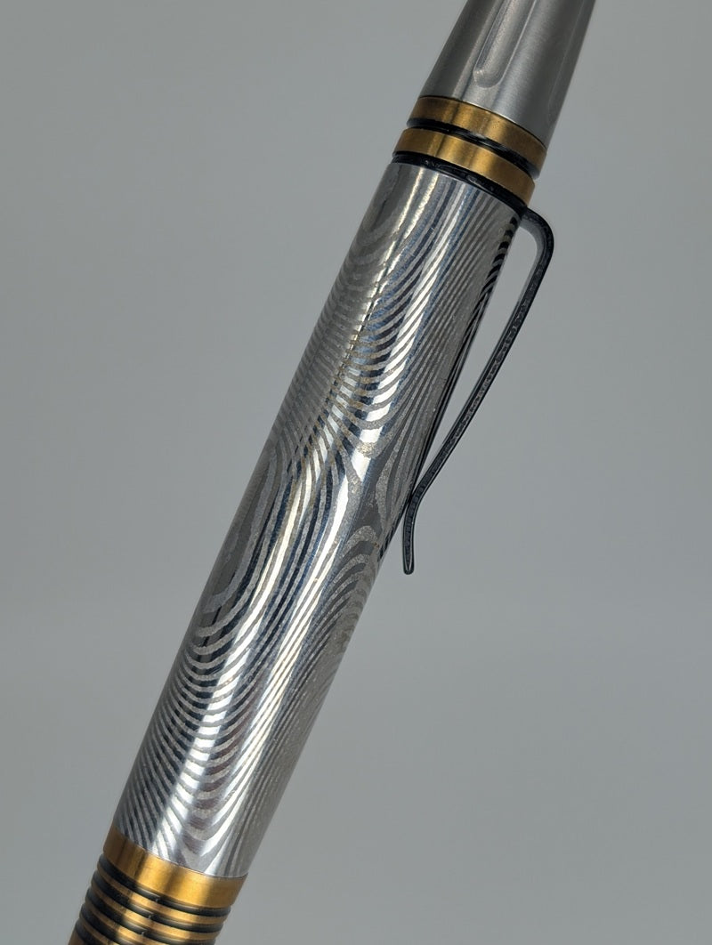 William Henry Caribe 16 Stainless Damascus Ballpoint Pen