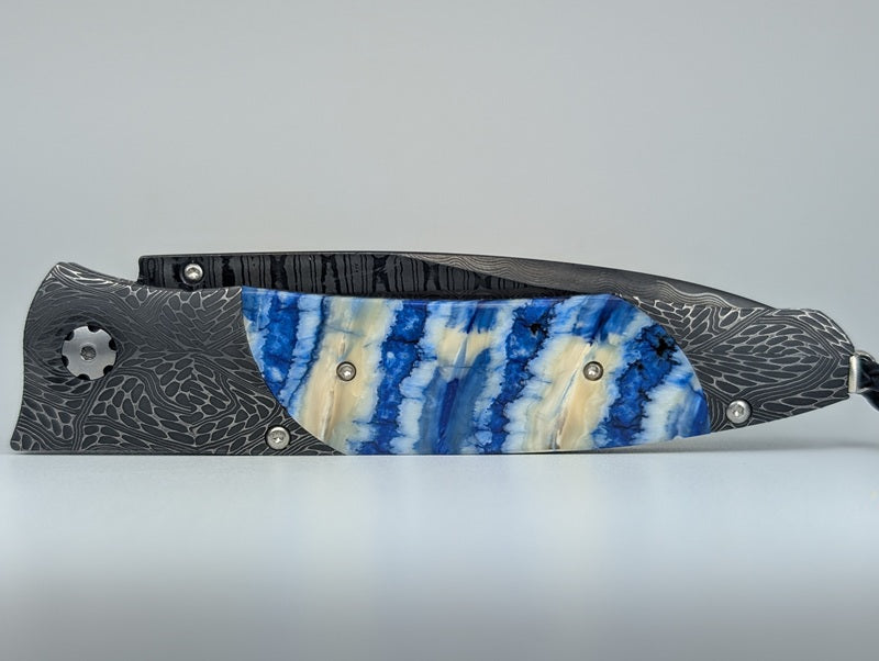 William Henry 1 of 1 Custom Mind Melt / Fossil Wooly Mammoth Tooth Buttonlock Folding Knife