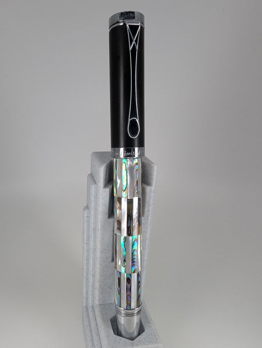 Xezo-Abalone-Mother-of-Pearl-Fountain-Pen-Standing