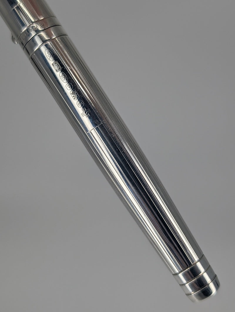 *Consignment* Yard-O-Led 72 Pinstripe "The Grand" Sterling Silver Fountain Pen 18k Gold Medium Nib