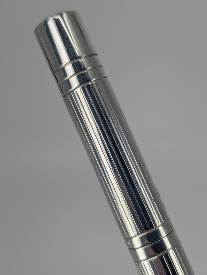 *Consignment* Yard-O-Led 72 Pinstripe "The Grand" Sterling Silver Fountain Pen 18k Gold Medium Nib