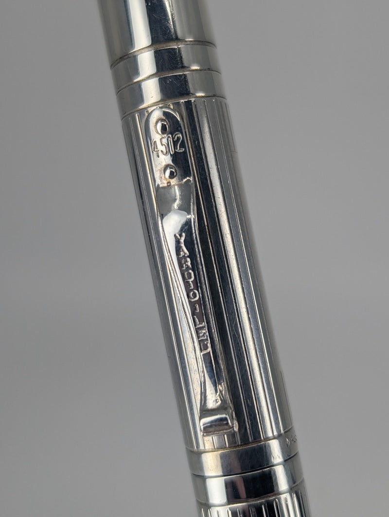 *Consignment* Yard-O-Led 72 Pinstripe "The Grand" Sterling Silver Fountain Pen 18k Gold Medium Nib