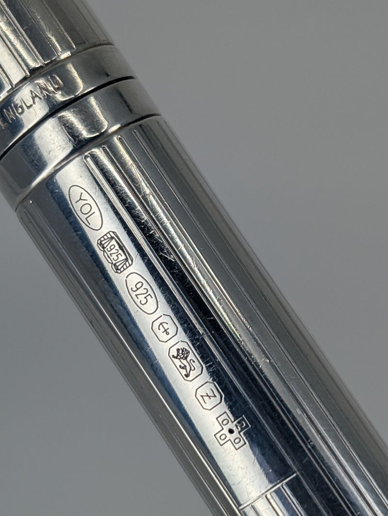 *Consignment* Yard-O-Led 72 Pinstripe "The Grand" Sterling Silver Fountain Pen 18k Gold Medium Nib