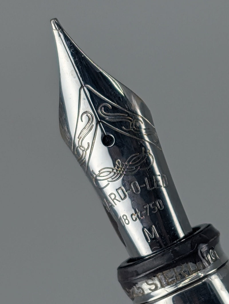 *Consignment* Yard-O-Led 72 Pinstripe "The Grand" Sterling Silver Fountain Pen 18k Gold Medium Nib