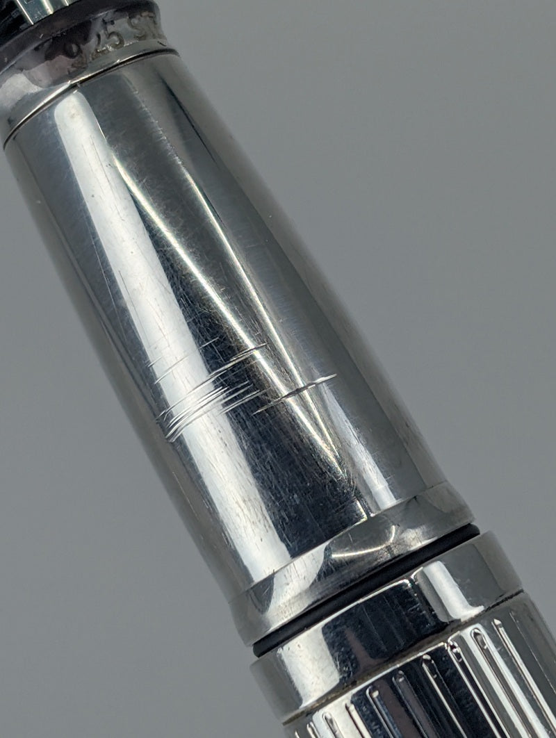 *Consignment* Yard-O-Led 72 Pinstripe "The Grand" Sterling Silver Fountain Pen 18k Gold Medium Nib