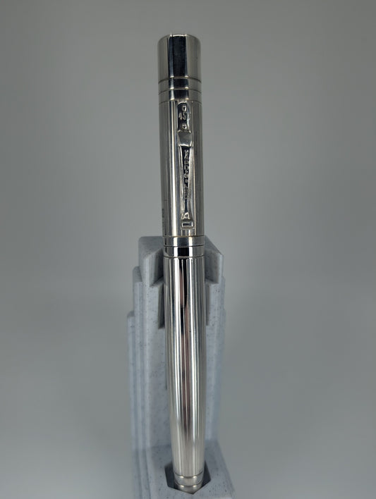 *Consignment* Yard-O-Led 72 Pinstripe "The Grand" Sterling Silver Fountain Pen 18k Gold Medium Nib