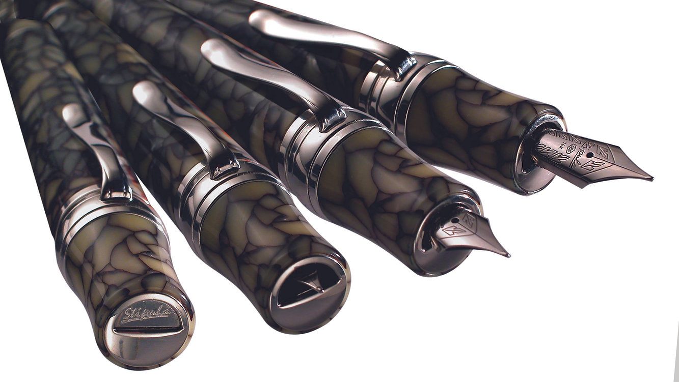 Stipula Leonardo Da Vinci Black Twister Capless Fountain Pen Medium Nib
