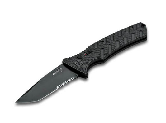 Boker Plus Strike Black Tanto Serrated Auto Folding Knife