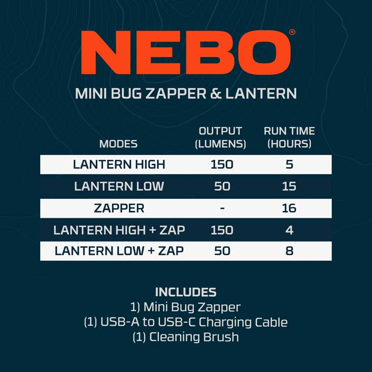 NEBO Mini Bug Zapper & Lantern Dual-Band UV Attractant Technology