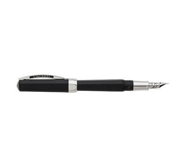 Visconti Opera Black w/ Silver Trim Fountain Pen 14k Gold Medium Nib