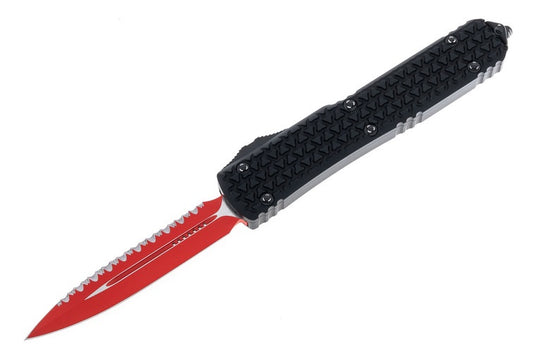 Microtech Ultratech D/E Tri-Grip Sith Lord Red Full Serrated Out the Front